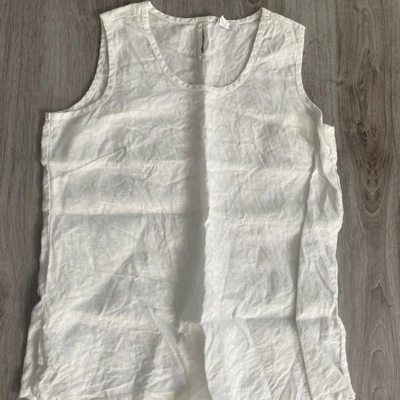 White Vintage Linen Sleeveless Top - Picture 1 of 6